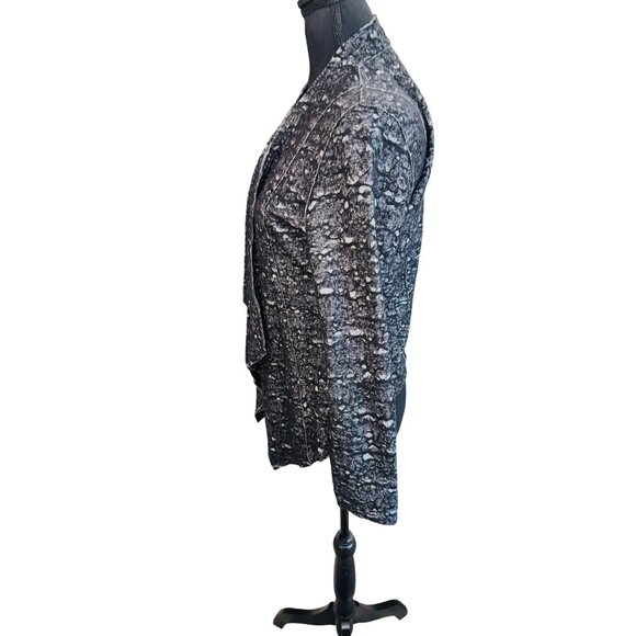 Eileen Fisher PS Black Wool Blend Asymmetrical Open Cardigan Casual Minimalist - Picture 5 of 10